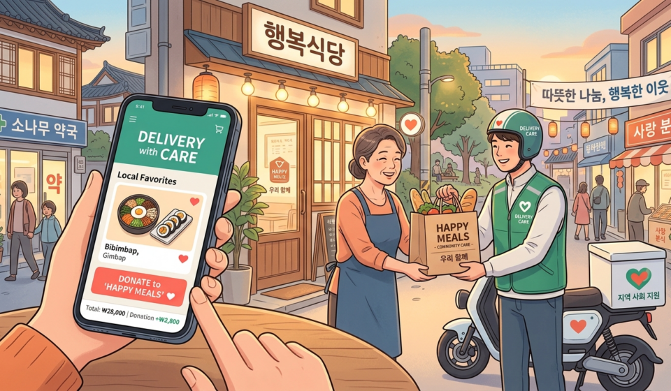 배달 플랫폼과 복지단체의 협업 ? 선한 영향력 확산 프로젝트 음식배달 서비스가 나눔문화 조성에 동참