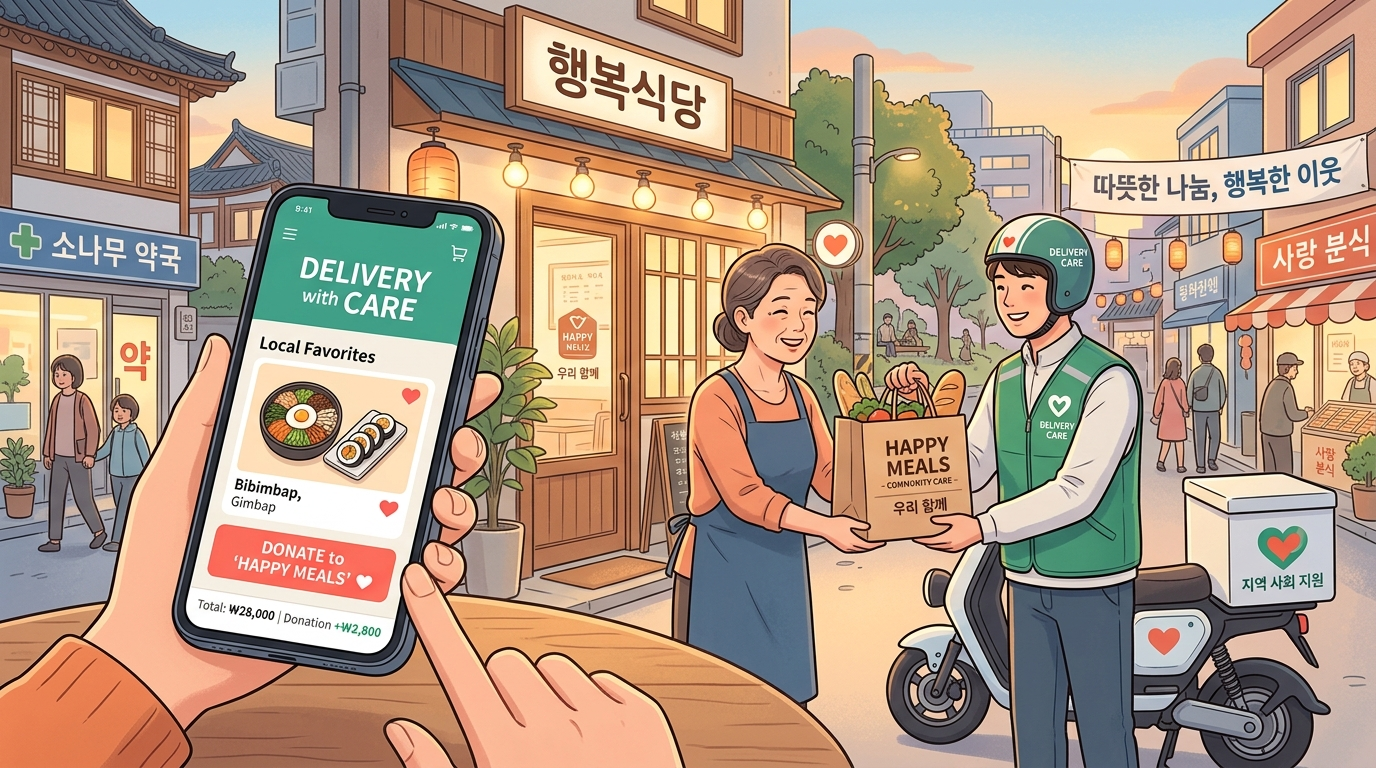 배달 플랫폼과 복지단체의 협업 ? 선한 영향력 확산 프로젝트 음식배달 서비스가 나눔문화 조성에 동참